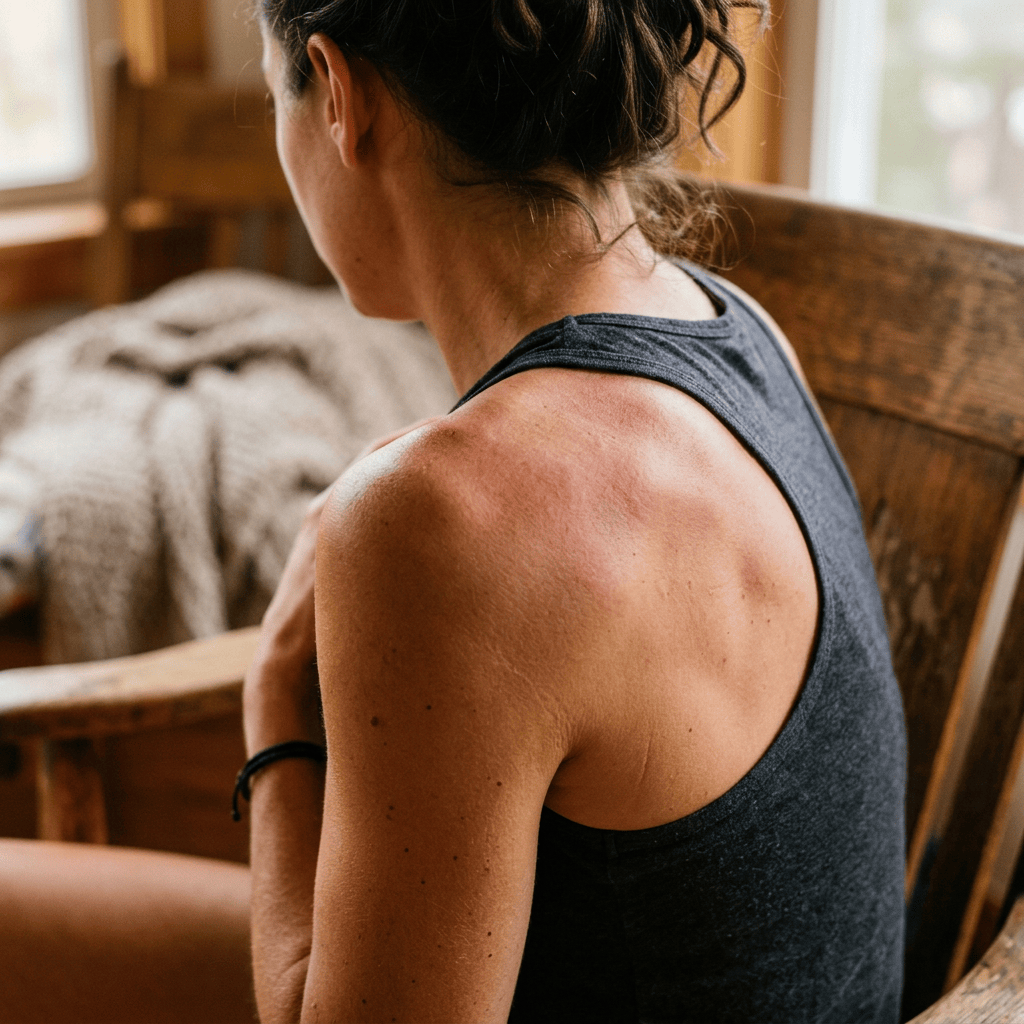 Faceless illustration of shoulder pain